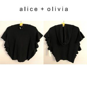 alice + olivia Short Sleeve Ruffle Hoodie Sweater